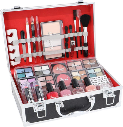 Divine Beauty Vegan French Manicure Makeup Box – 76-Piece Makeup Sets – Includes Eyeshadows, Highlighter, Lipstick, Blush