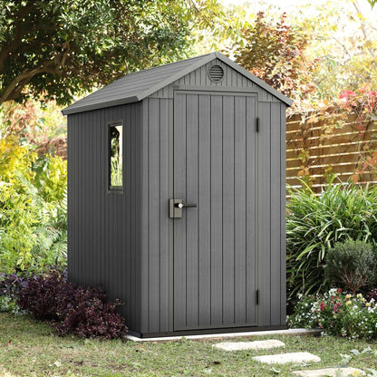 6 × 4 Ft Outdoor Apex Single Door Garden Storage Shed – Grey Wood-Effect