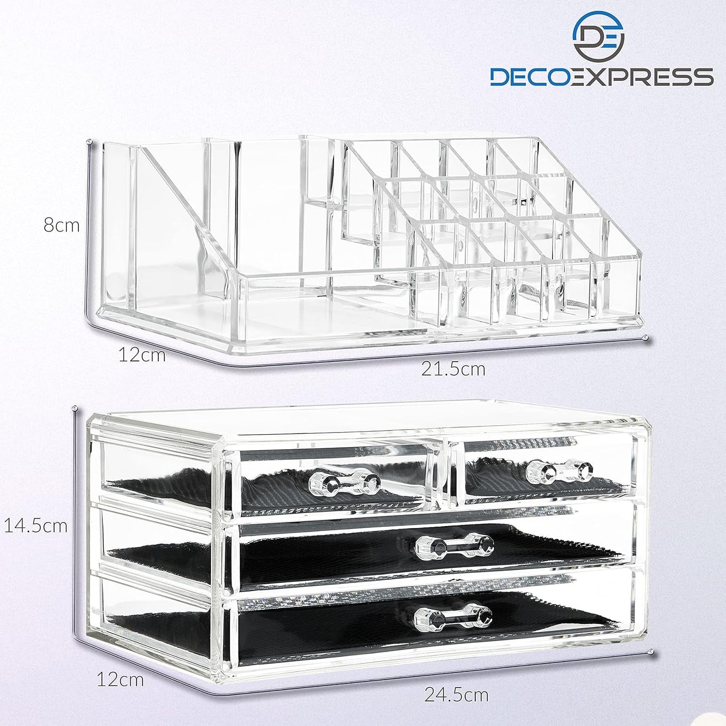 Make up Organiser for Women Teenagers Acrylic Drawers Makeup Storage 12Cm X 24Cm X 22Cm Clear Bathroom Bedroom Dressing Table Organiser