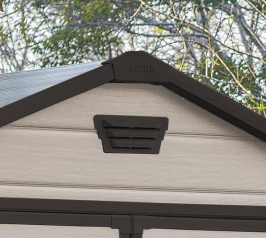 6 × 8 Ft Outdoor Apex Double Door Garden Storage Shed – Beige/Brown Wood Effect