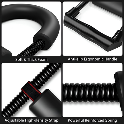 CARVALHO Hand Grip Strengthener - 5kg-60kg Adjustable Forearm Exerciser for Muscle Building & Recovery (Black)